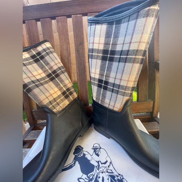 RL US Polo Association 2 Lillian Tall Rain Boots Plaid Upper Leg Print 8M - Picture 5 of 16